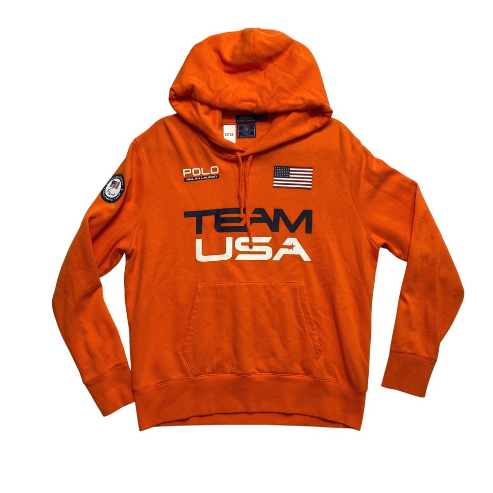 Polo Ralph Lauren Hoodie Mens L Orange Team USA 2016 Paralympic Outfitter